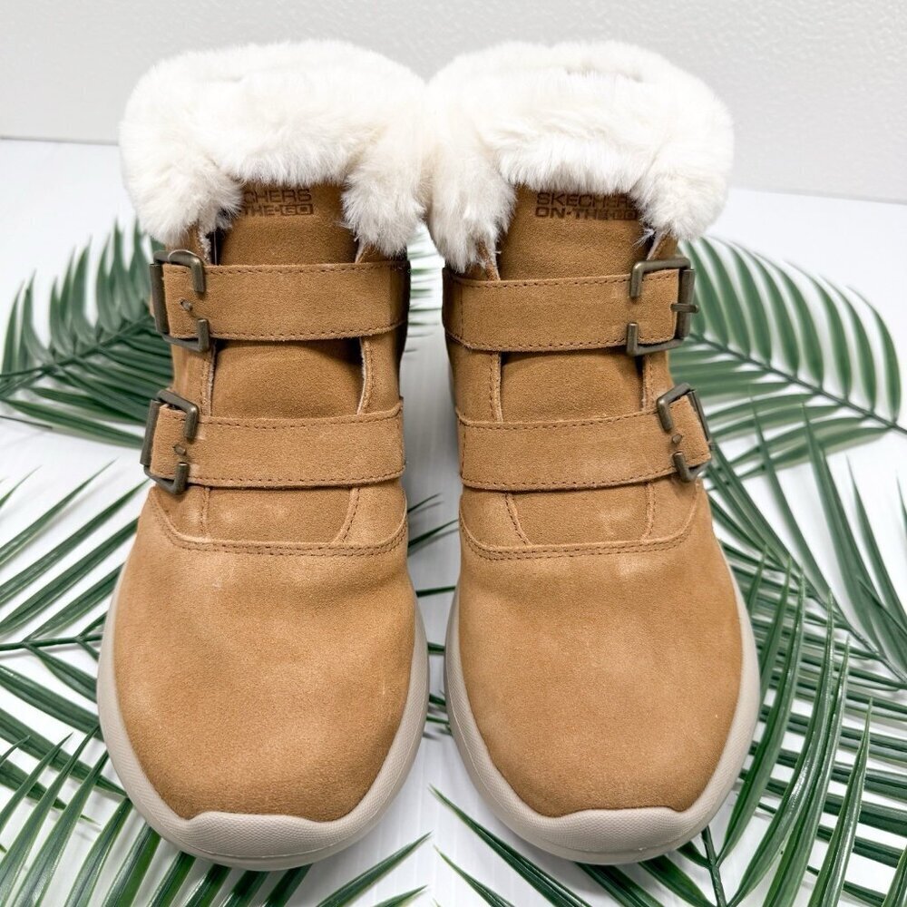 Skechers Suede Boots Women's Chestnut On-the-GO City 2 Winter Fling Size 7 - Picture 3 of 11